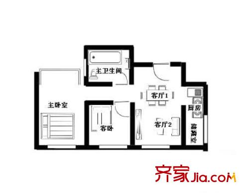 平江盛世家园户型图户型图 2室2厅2卫1厨