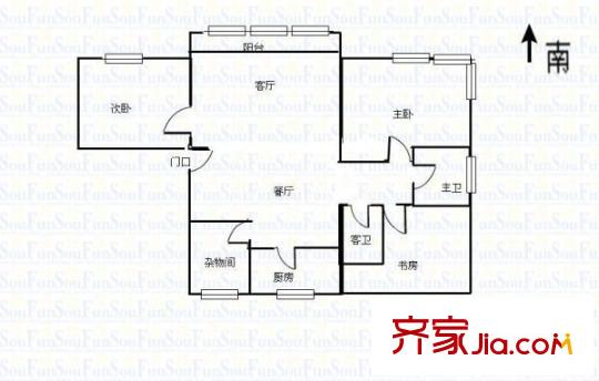 大唐盛世花園二期戶型圖 戶型圖 3室2廳2衛(wèi)1廚