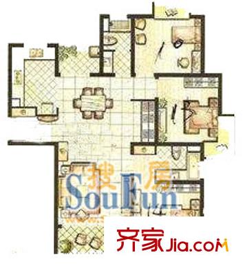 上海 界龍新世紀(jì)公寓3室 戶型圖