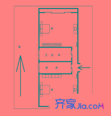 上南三村 2室 戶型圖