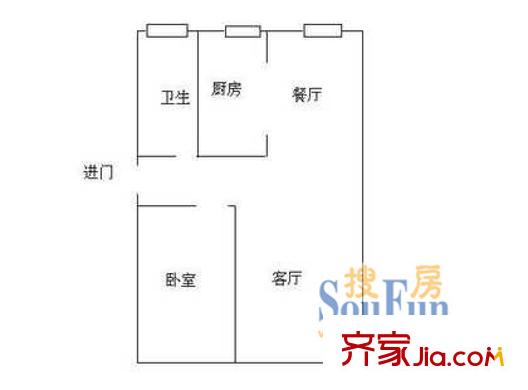 国和路500弄小区户型图上海 国和路500弄1室 户型图 1室2厅1卫1厨