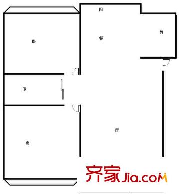 浦虹苑戶型圖 戶型圖 2室1廳1衛(wèi)1廚
