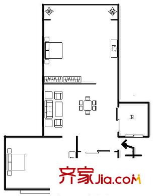 浦虹苑戶型圖戶型圖 2室1廳1衛(wèi)1廚