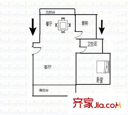 宜浩佳園 1室 戶型圖