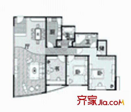同科公寓同濟吉品戶型圖3室2廳2衛(wèi)1廚