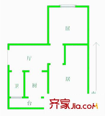 植物園東里戶型圖戶型圖 2室1廳1衛(wèi)1廚