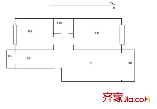 互助西里戶型圖戶型圖 2室1廳1衛(wèi)1廚