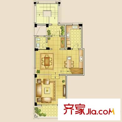 金地東城御院原創(chuàng)別墅F戶型下層 2室1廳1衛(wèi)