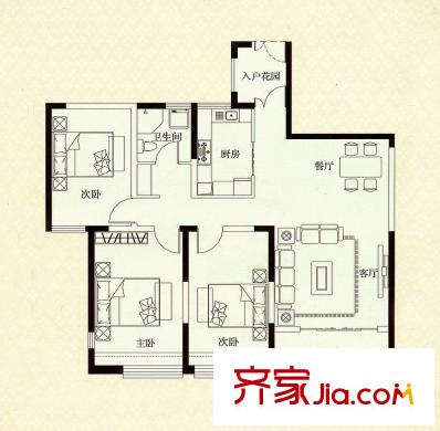 杭州灣世紀城清芷園L戶型3#9#15#02、03戶型 3室2廳1衛(wèi)1廚