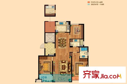 寧興御府F戶型 3室2廳2衛(wèi)1廚