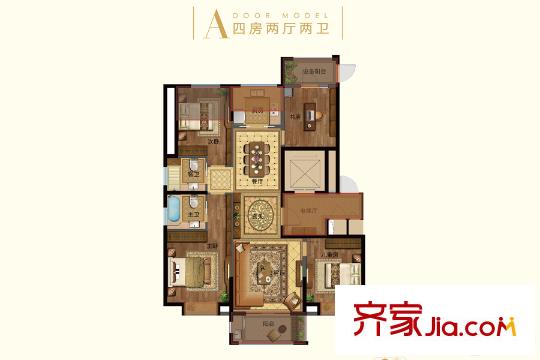 寧波銀泰城A戶型 4室2廳2衛(wèi)1廚