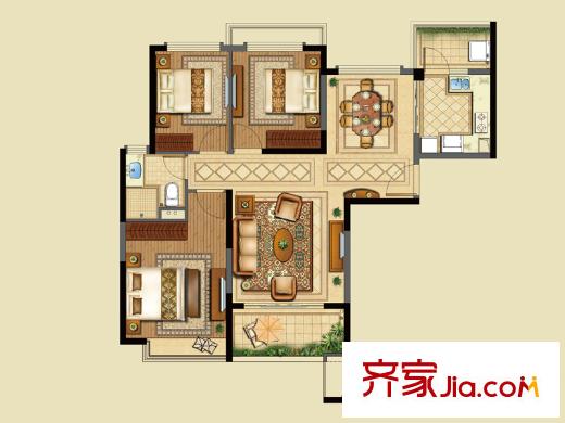 恒大山水城A5戶型 3室2廳1衛(wèi)