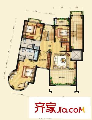 寧興杭灣名苑戶型圖戶型E1復(fù)式上層 5室3廳4衛(wèi)1廚