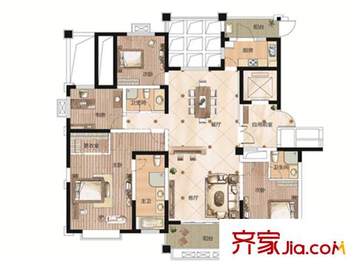 昆玉府E戶型4室2廳3衛(wèi)1廚