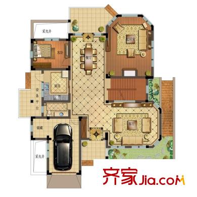 錦誠名仕戶型圖B3一層戶型 5室2廳4衛(wèi)1廚