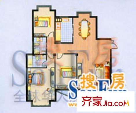 三北名都 3室2廳2衛(wèi)1廚 戶型圖