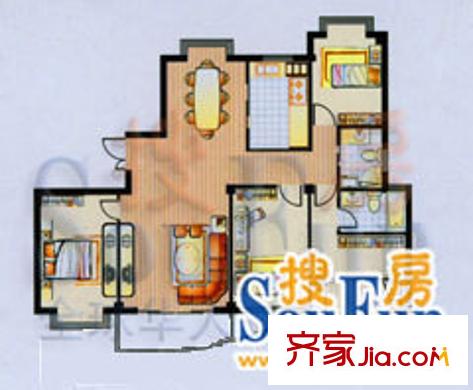 三北名都 4室2廳2衛(wèi)1廚 戶型圖