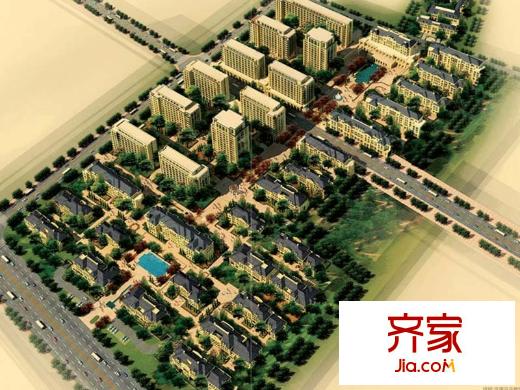 綠城慈溪玫瑰園外景圖鳥瞰效果圖