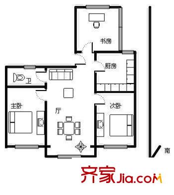申安公寓户型图户型图 3室1厅1卫1厨