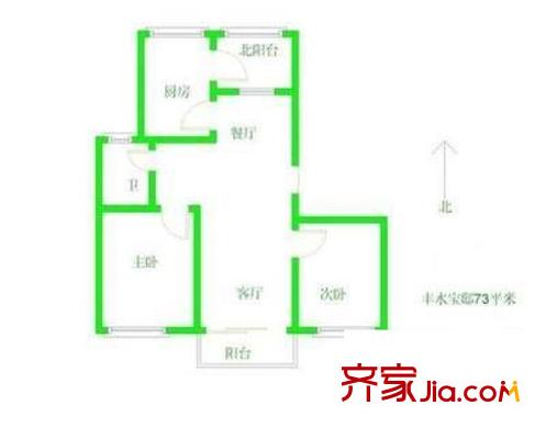 罗南三村 2室 户型图