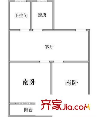 罗南三村 2室 户型图