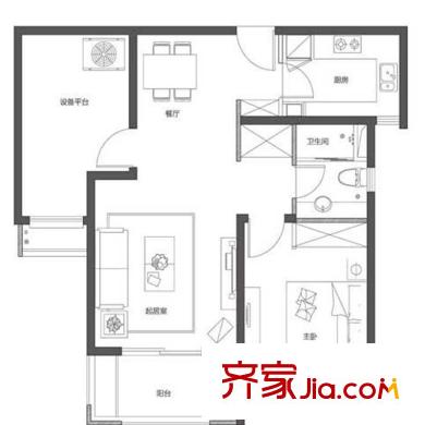 萬科金色城市戶型圖1房戶型圖(已售完) 1室2廳1衛(wèi)1廚