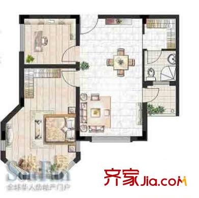 東方冠郡戶型圖1期戶型圖 1室1廳1衛(wèi)1廚