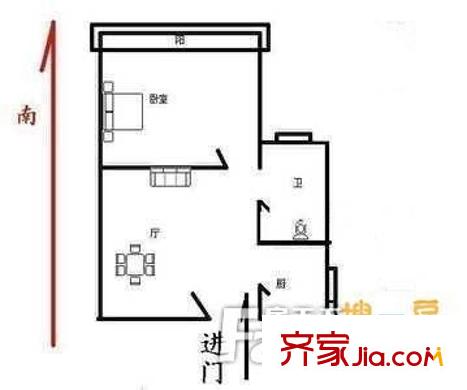 南新三村戶型圖戶型圖 1室1廳1衛(wèi)1廚
