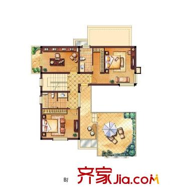 海德花园户型图B户型二层平面图 1室1厅1卫1厨