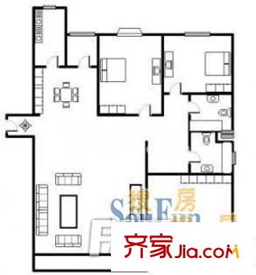 保利家园户型图户型图 2室2厅1卫1厨