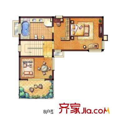 海德花园户型图B户型三层平面图 1室1厅1卫1厨