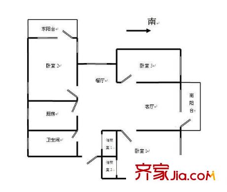 孫橋花苑 3室 戶型圖