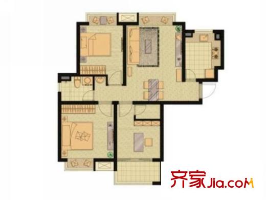 春江美庐户型图A区94平户型 3室2厅1卫1厨
