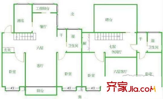 華佳花園 4室 戶型圖