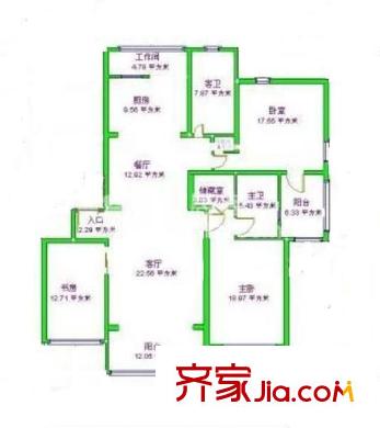 華佳花園 4室 戶型圖