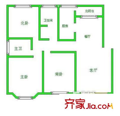 東溝一村戶型圖戶型圖 3室2廳1衛(wèi)1廚