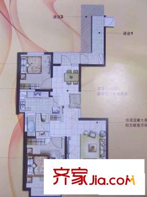 宝华城市晶典户型图户型图 2室2厅1卫1厨