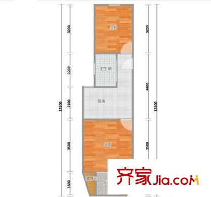德州七村 1室 戶型圖