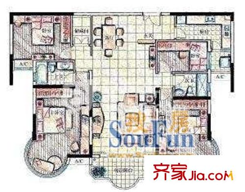 春之聲中星公寓戶型圖上海 春之聲?中星公寓 戶型圖 4室2廳2衛(wèi)1廚