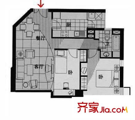 安顺公寓 2室 户型图