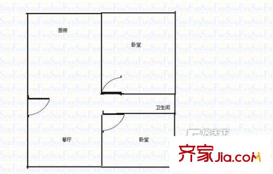荣景苑户型图户型图 2室1厅1卫1厨