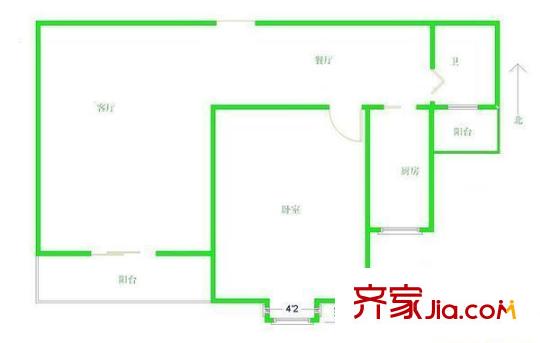 澳丽映象嘉园户型图户型图 1室2厅1卫1厨