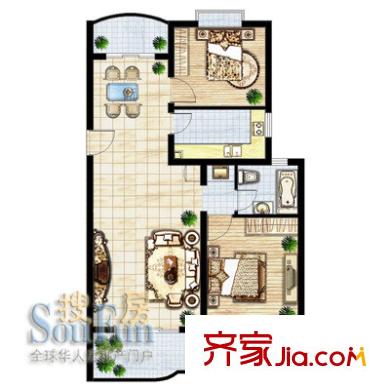 源城錦翠苑戶型圖2室2廳1衛(wèi)1廚