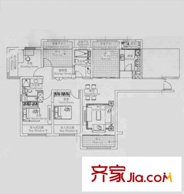 智富中环尚城 B户型 139平米 3室2厅2卫1厨