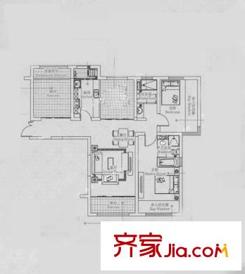 智富中环尚城 C户型 112-116平米 3室2厅2卫1厨