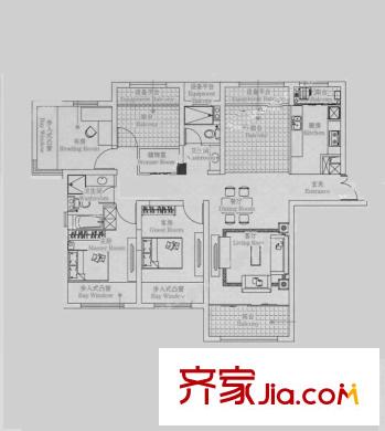 智富中环尚城 A户型 138平米 3室2厅2卫1厨