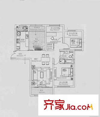 智富中环尚城 F户型 99-101平米 2室2厅1卫1厨