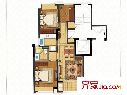 綠城玉蘭公館戶型圖G-1B戶型圖 3室2廳1衛(wèi)1廚