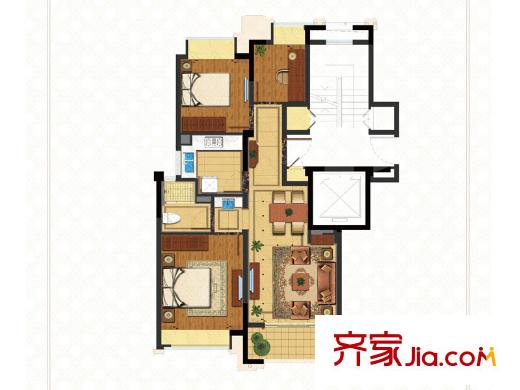 綠城玉蘭公館戶型圖G-1A戶型圖 3室2廳1衛(wèi)1廚