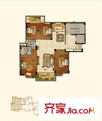 冠坤?臻品5#C1戶型 4室2廳2衛(wèi)1廚